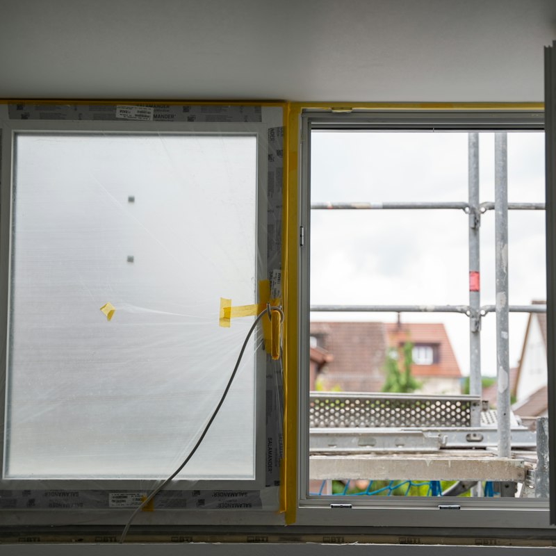 Fenêtre en cours de pose sur un chantier