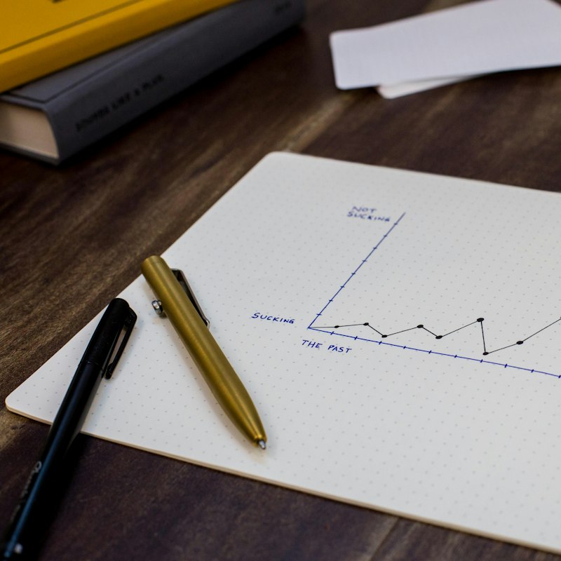 Graphique tracé à la main sur une feuille, avec stylo et règle